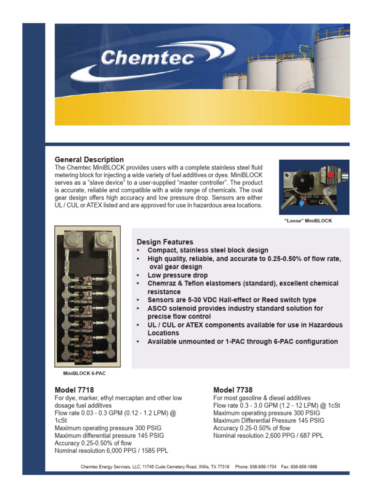 Mini Block V 3 Product Bulletin | PDF | Flow Measurement | Valve