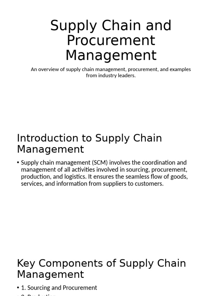 Supply Chain and Procurement Management | PDF | Supply Chain | Supply ...