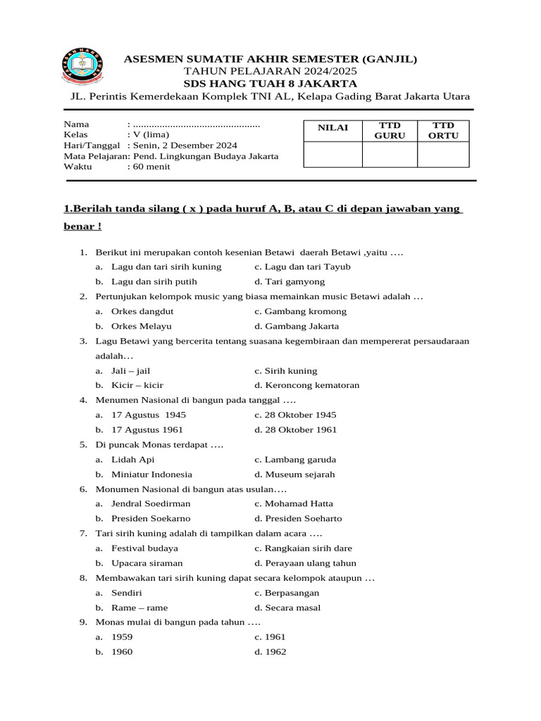 Soal Plbj Kelas 2 Sd Semester 2 Pdf