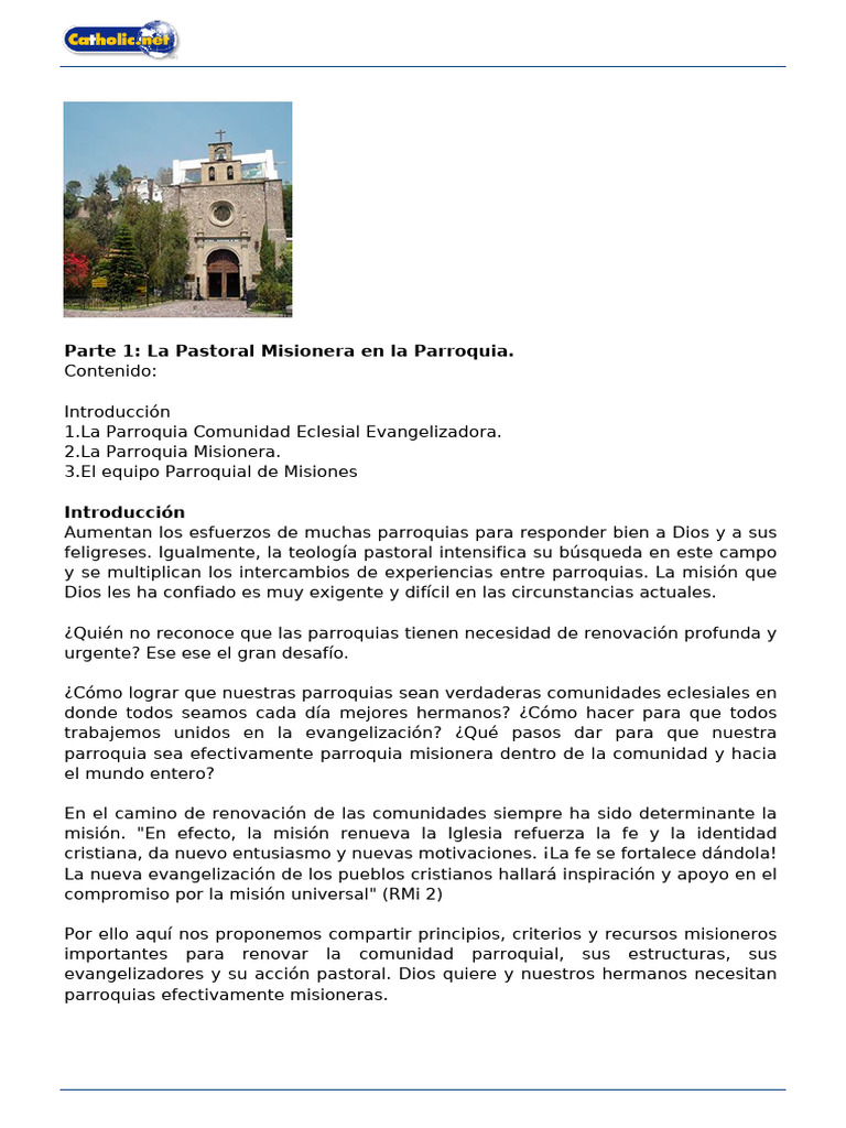 Renovación Misionera en Parroquias | PDF | Misionero | Iglesia Católica