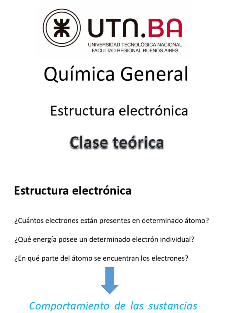 Estructura Electrónica y Teoría Cuántica | PDF | Configuración ...