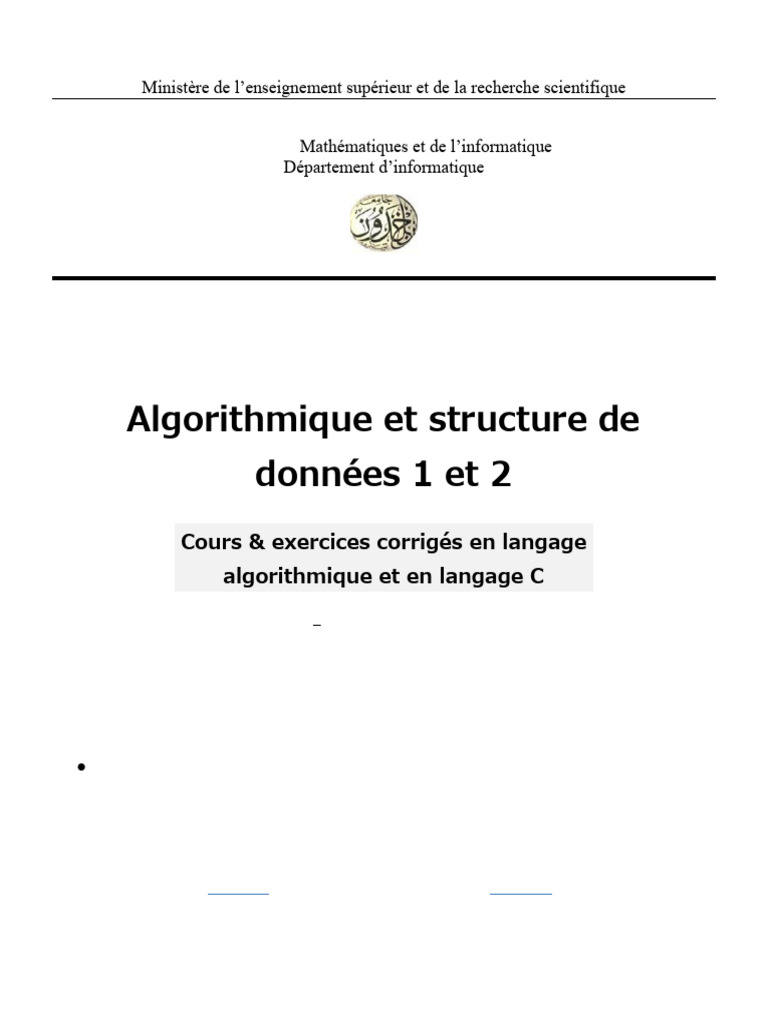 Cours et exercices sur l'algorithmique C | PDF | Mémoire (informatique ...