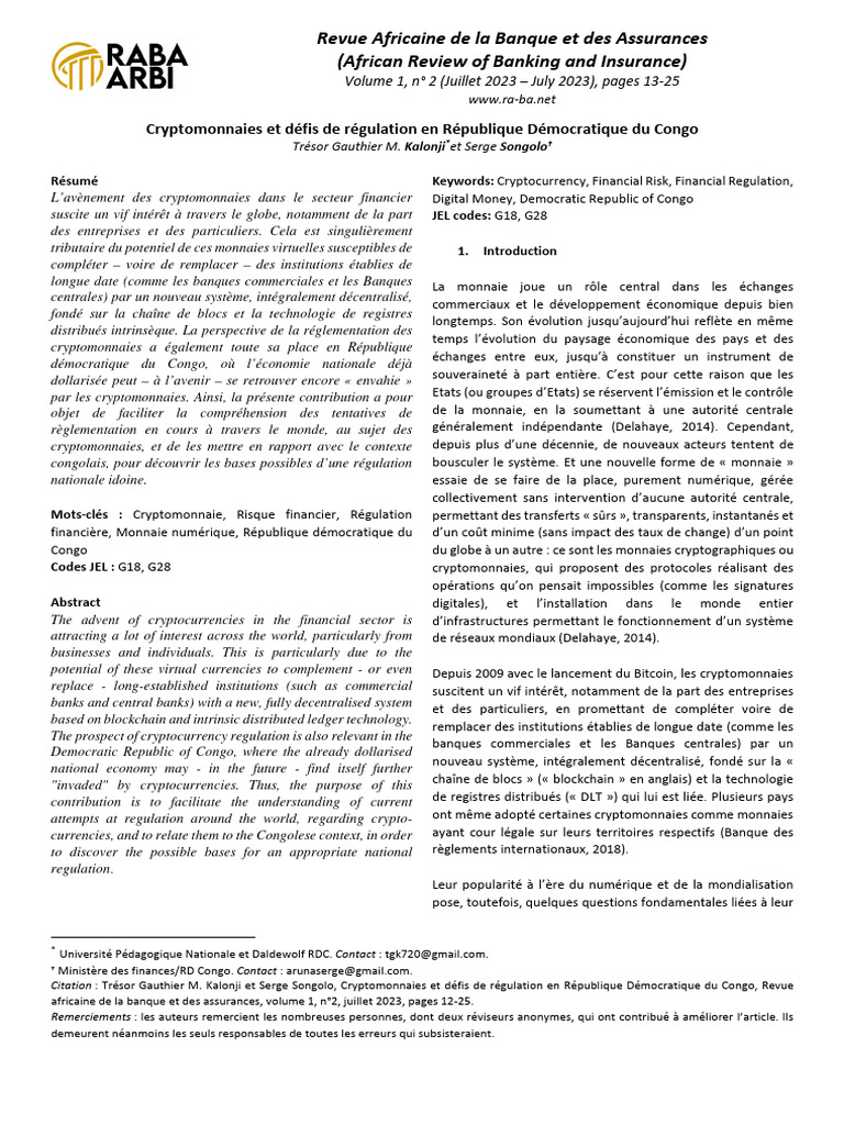 Cryptomonnaies Enjeux, Défi en RDC | PDF | Crytomonnaies | Bitcoin