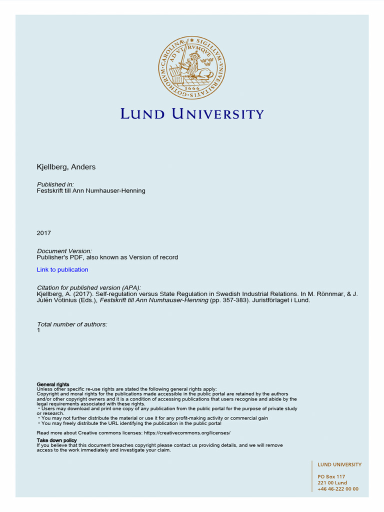 Kjellberg FSNumhauserHenning Self Regulation State Regulation | PDF ...