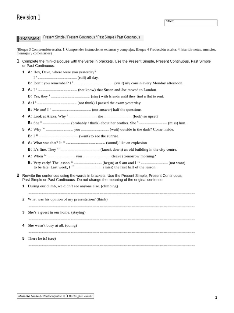 Revision Worksheet 1 Pdf