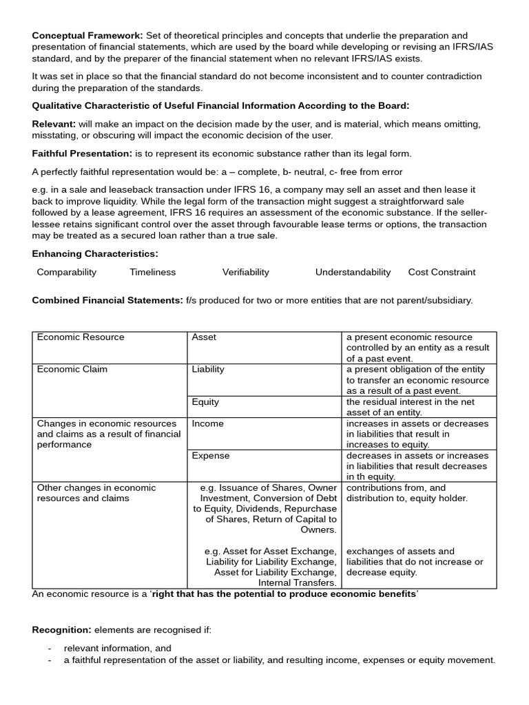 Financial Statement Conceptual Framework | PDF | International ...