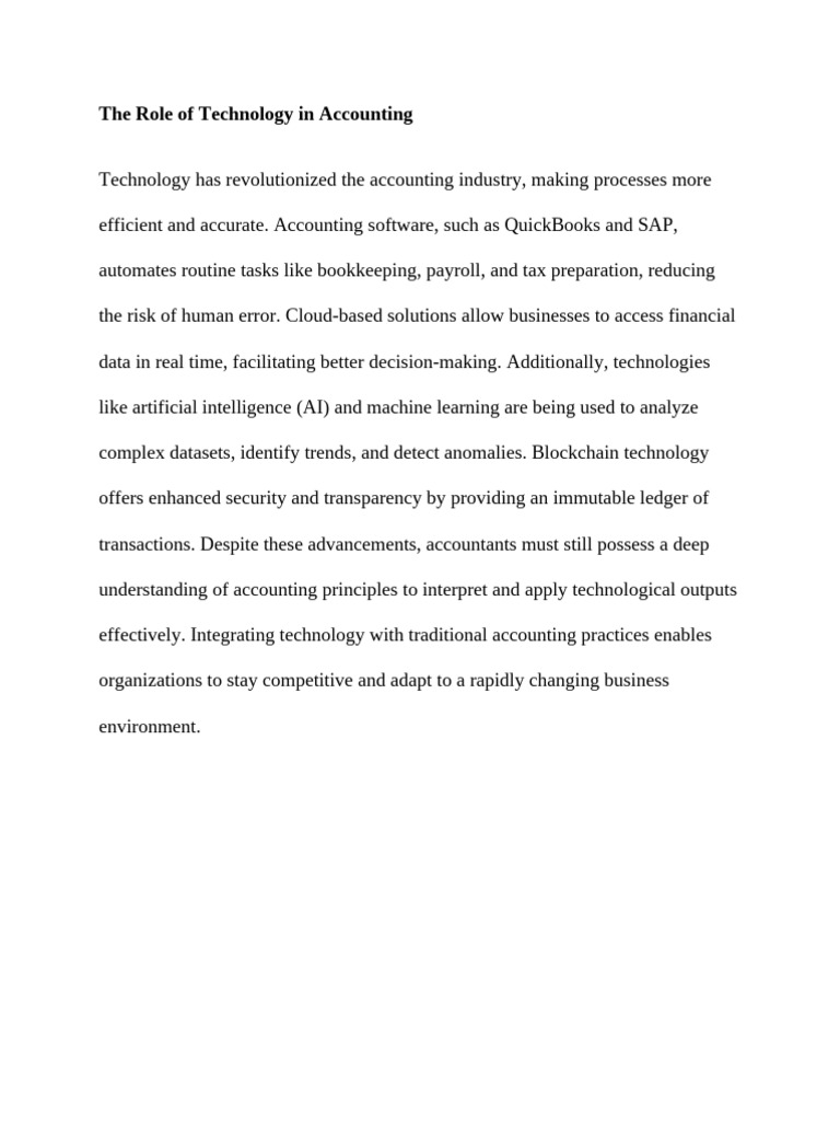 Technology's Impact on Accounting | PDF