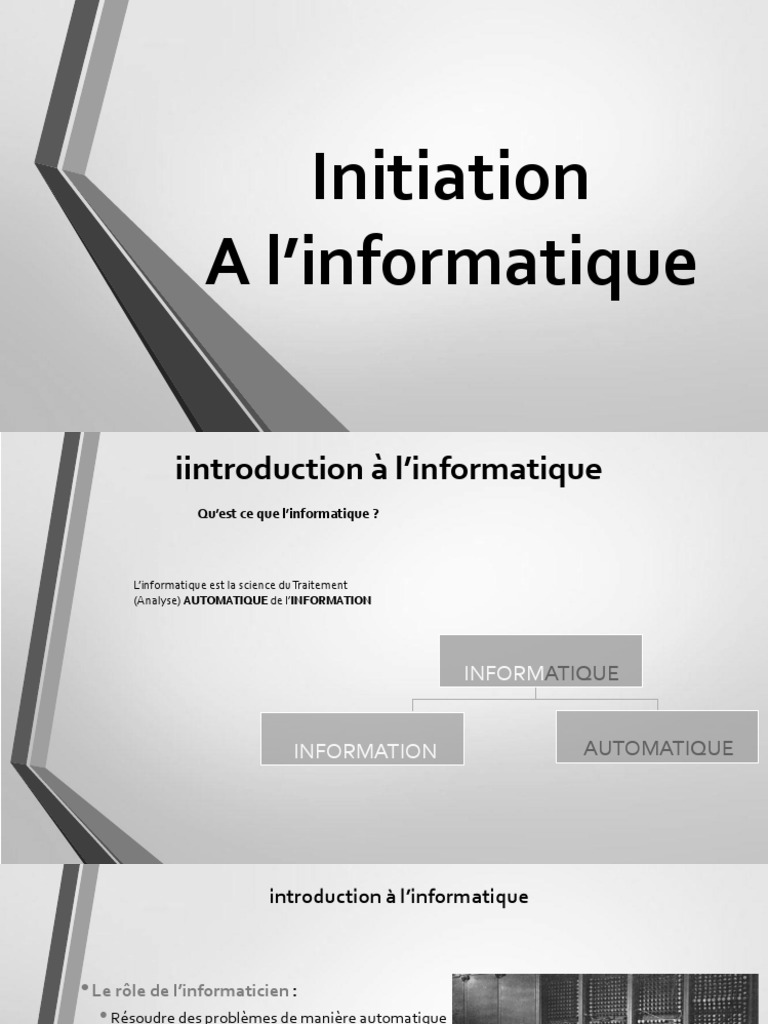 Introduction à l'informatique et ses composants | PDF | Informatique ...