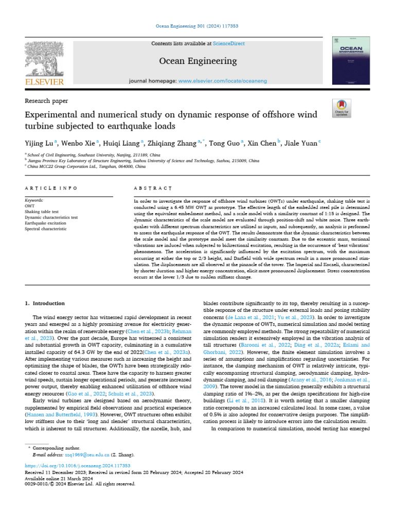 Offshore Wind Turbine Earthquake Response Study | PDF | Deep Foundation ...