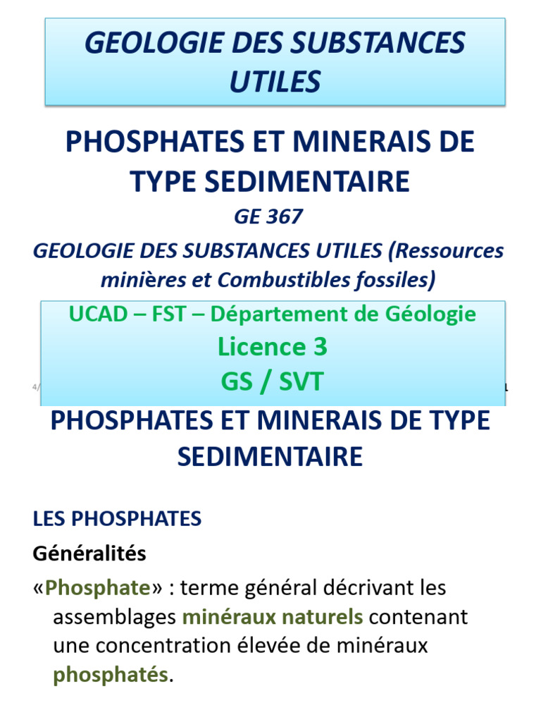 Conditions de sédimentation des phosphates | PDF | Phosphate | Roche ...