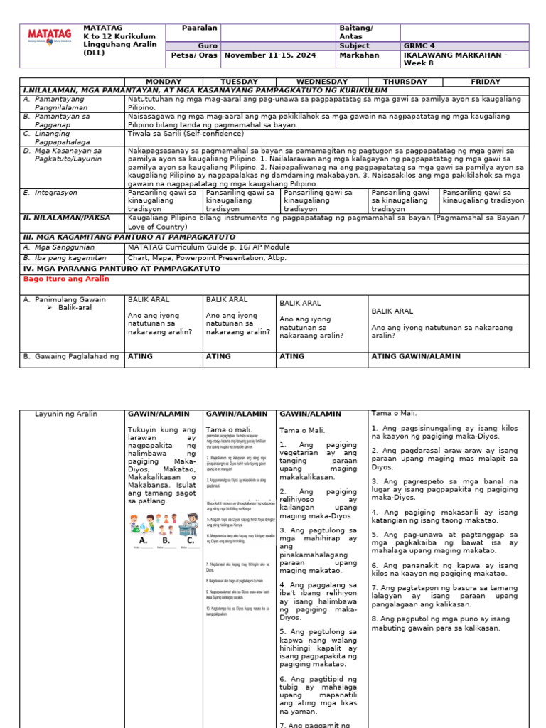 DLL GMRC G4 Q2 W8 | PDF