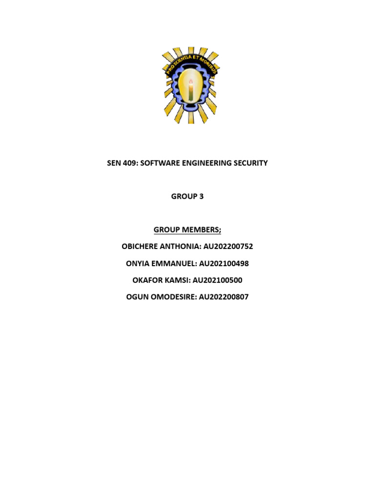 SEN 409 Group3 | PDF | Computer Security | Security