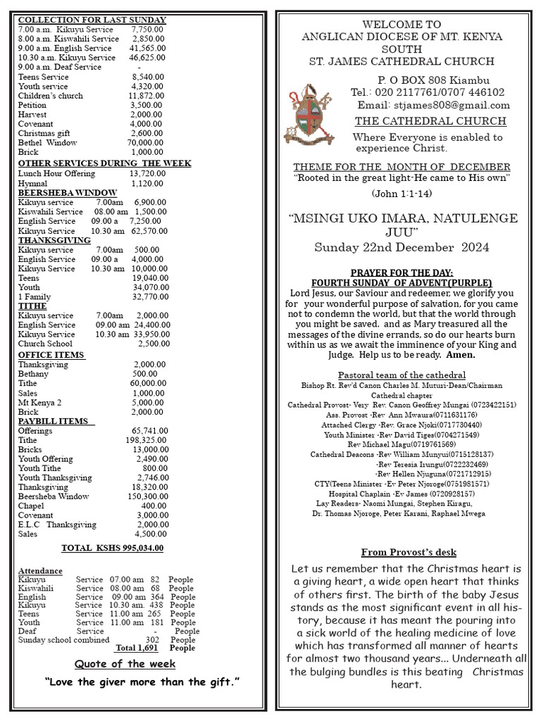 Brochure 22nd December 2024 | PDF | Cathedral | Christian ...