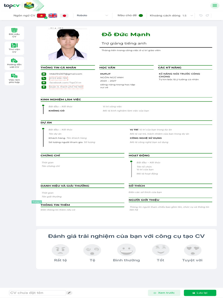 Viết CV Online Theo Mẫu Thanh Lịch - TopCV - VN | PDF