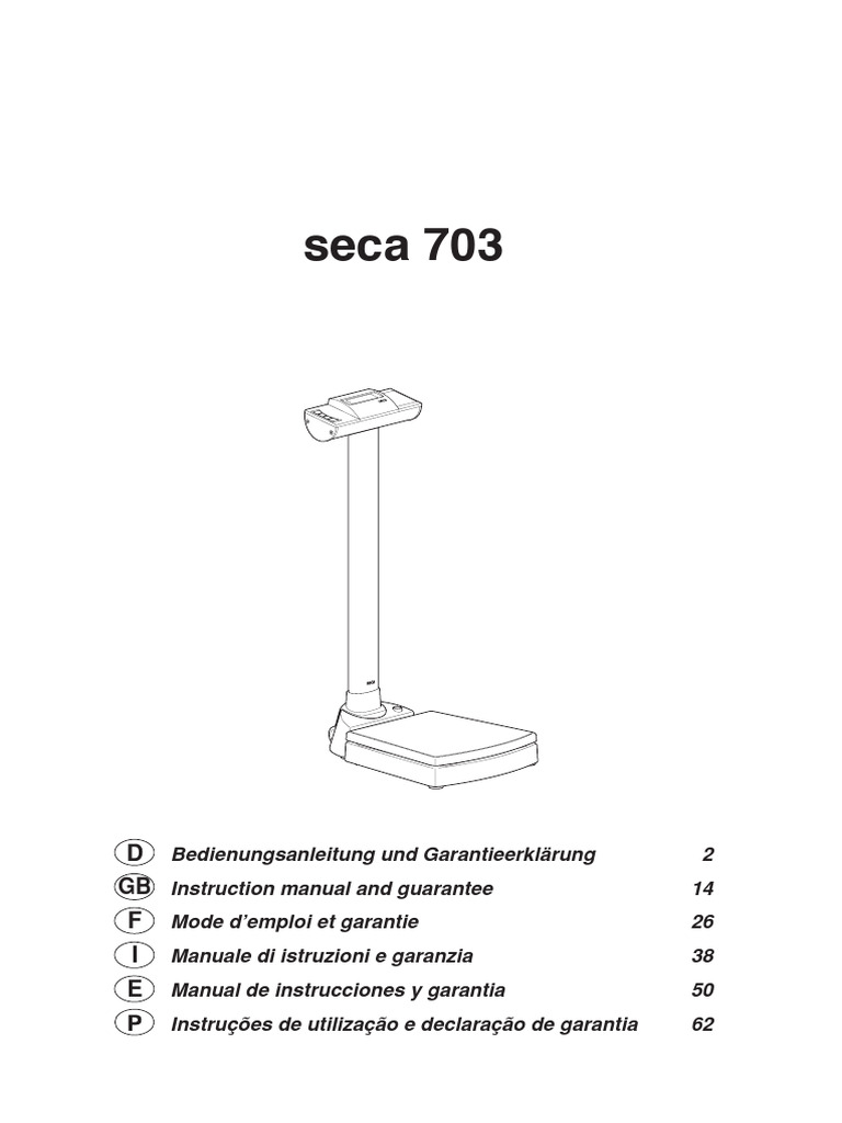 Seca 703 User Manual | PDF | Body Mass Index | Weight