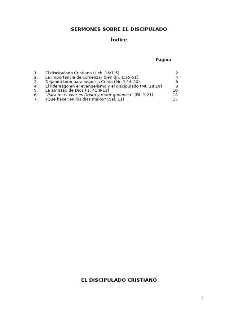 Sermones sobre el Discipulado Cristiano | PDF | Pablo el apóstol ...