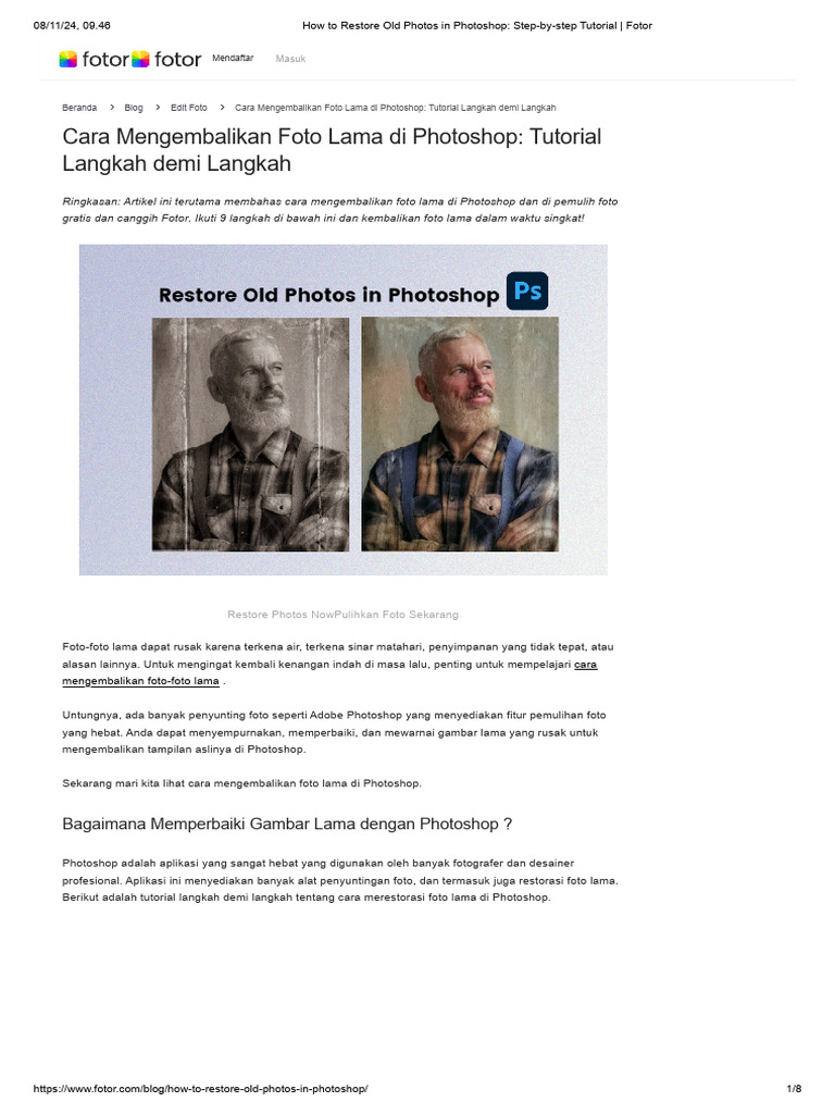 Pemulihan Foto Lama di Photoshop | PDF