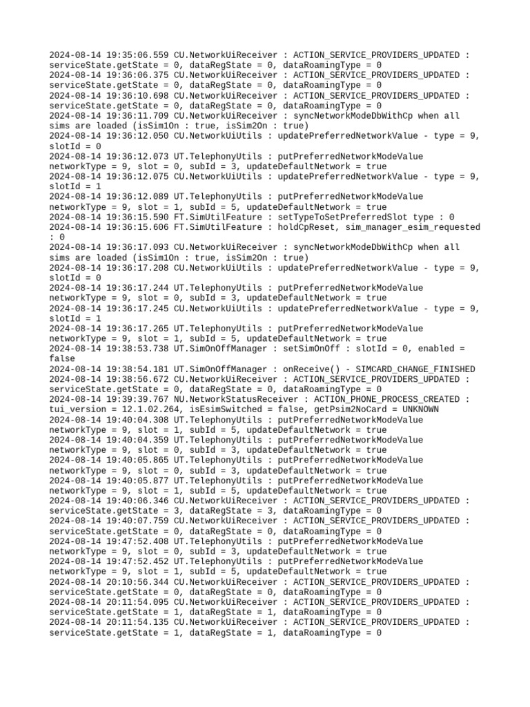 Network Service Updates Log | PDF