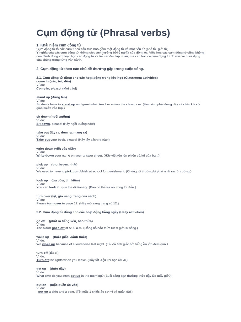 C M Đ NG T (Phrasal Verbs) | PDF