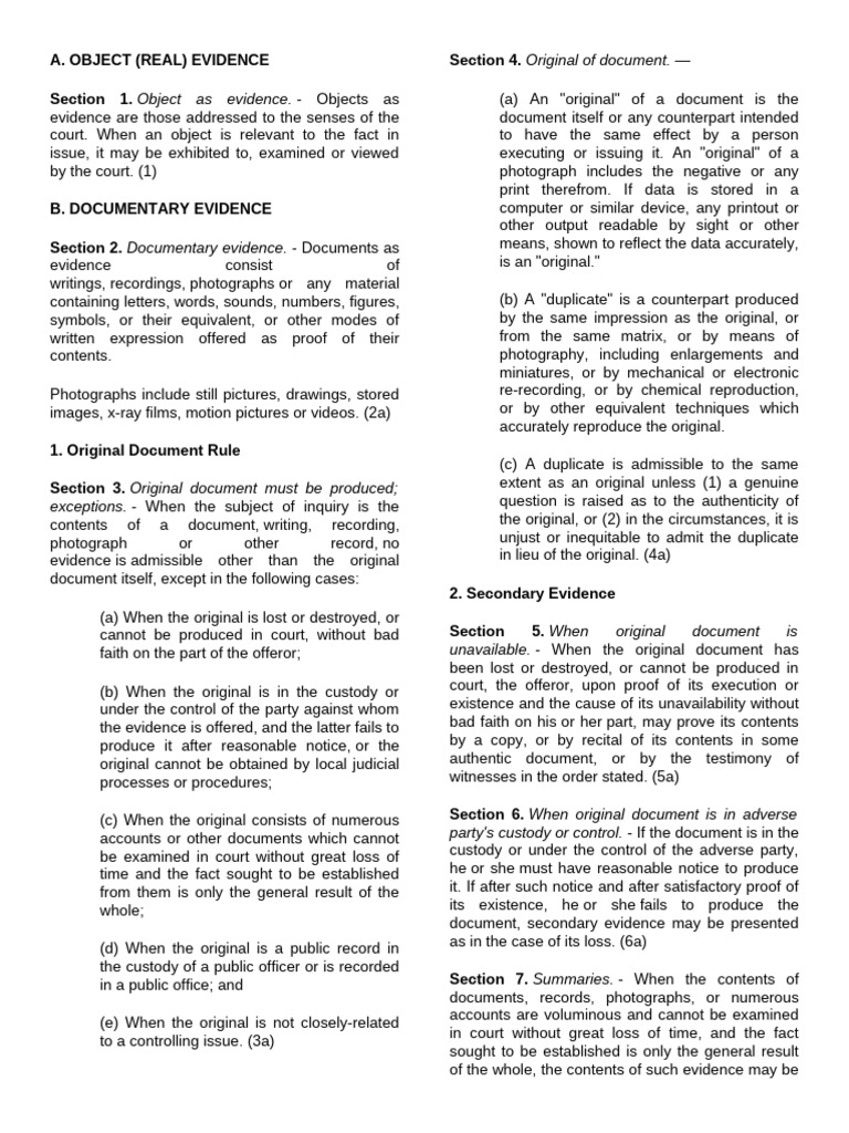 Types of Evidence in Legal Proceedings | PDF | Plea | Evidence (Law)