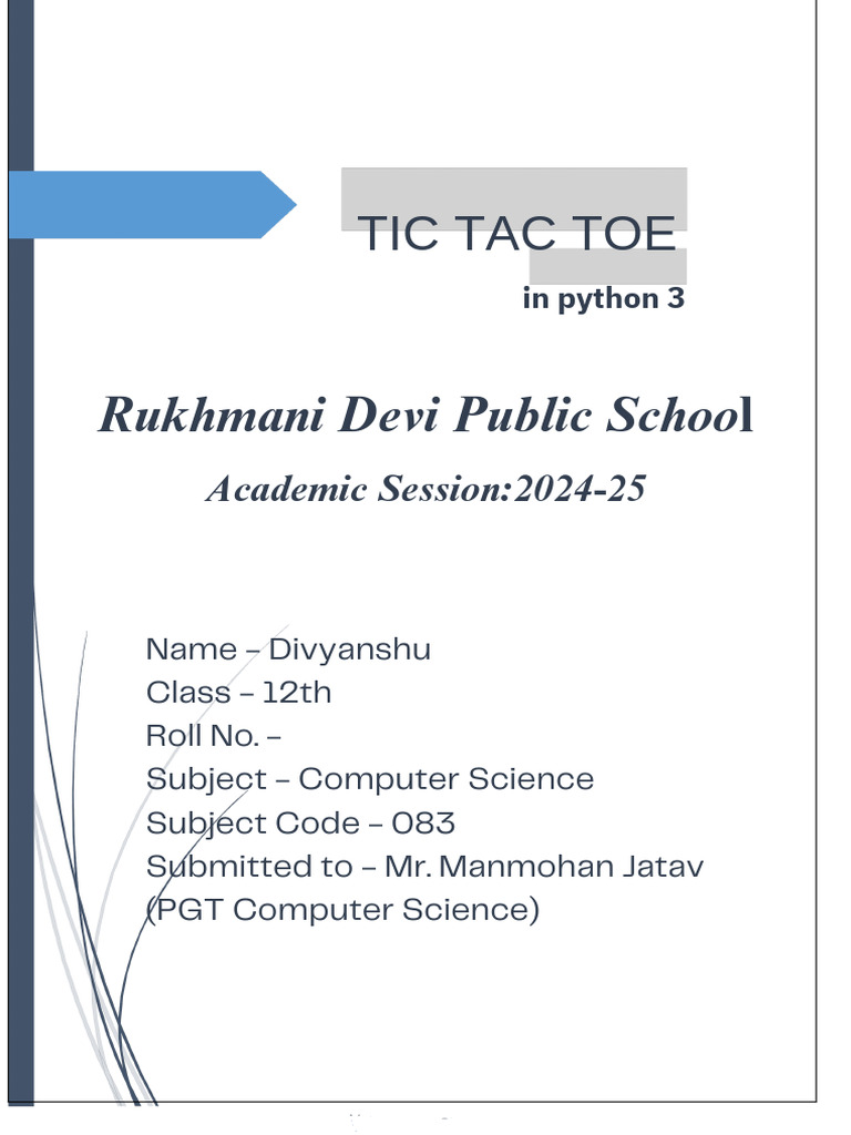 Tic Tac Toe Documentation in Python 3 PDF | PDF | Software Testing ...