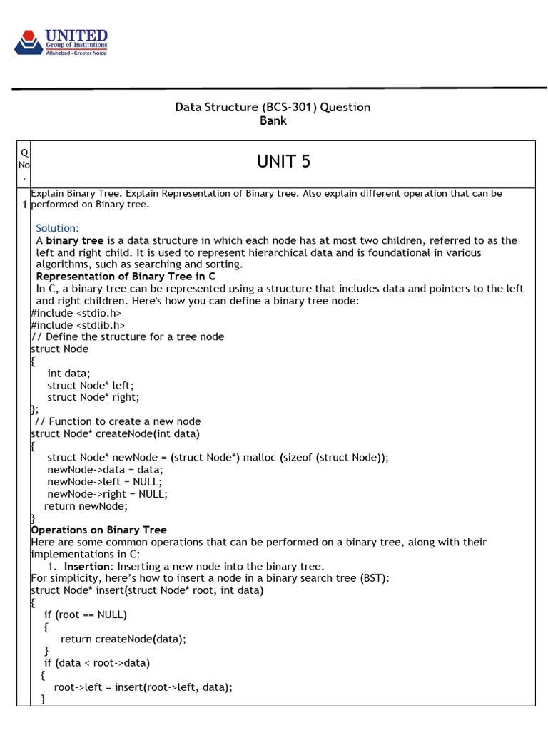 Binary Tree Operations and Structures | PDF | Algorithms And Data ...