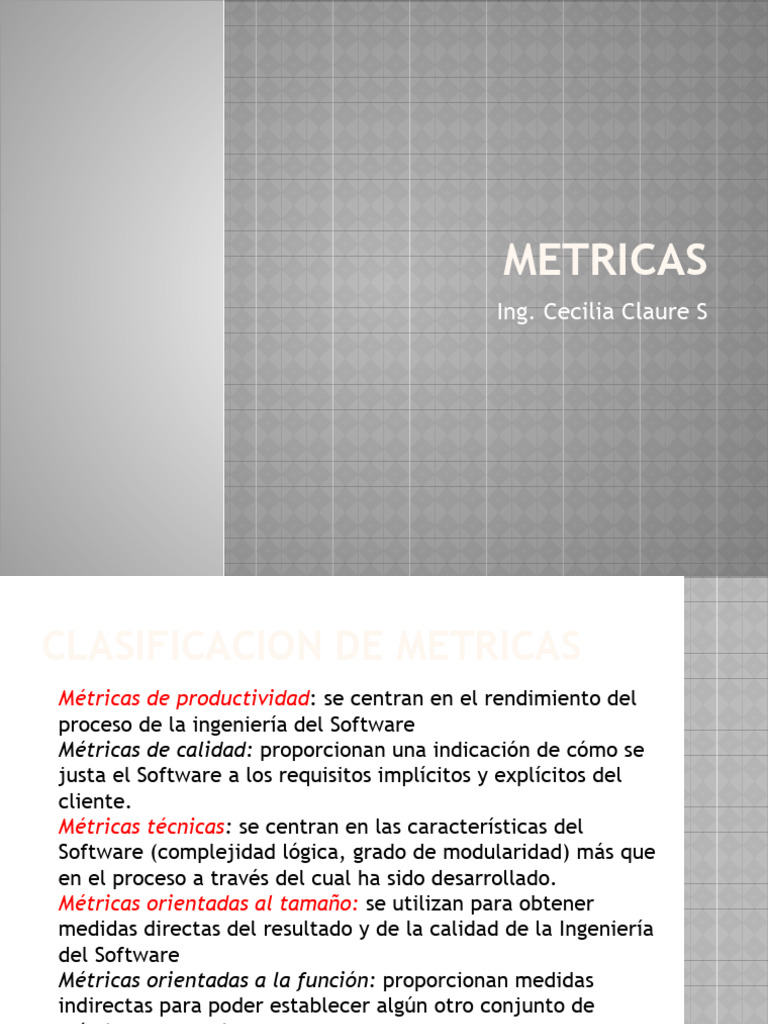 diapositiva metricas.ppsx | PDF | Software | Bases de datos