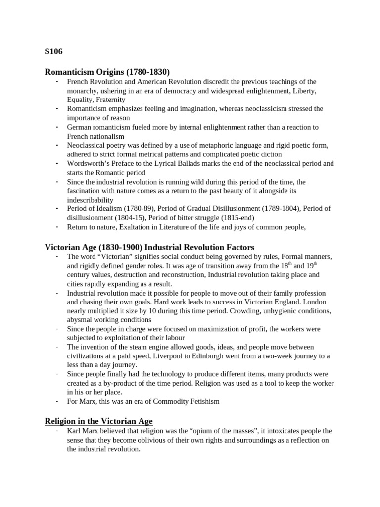 ENGL 301 notes | PDF | Romanticism | Poetry