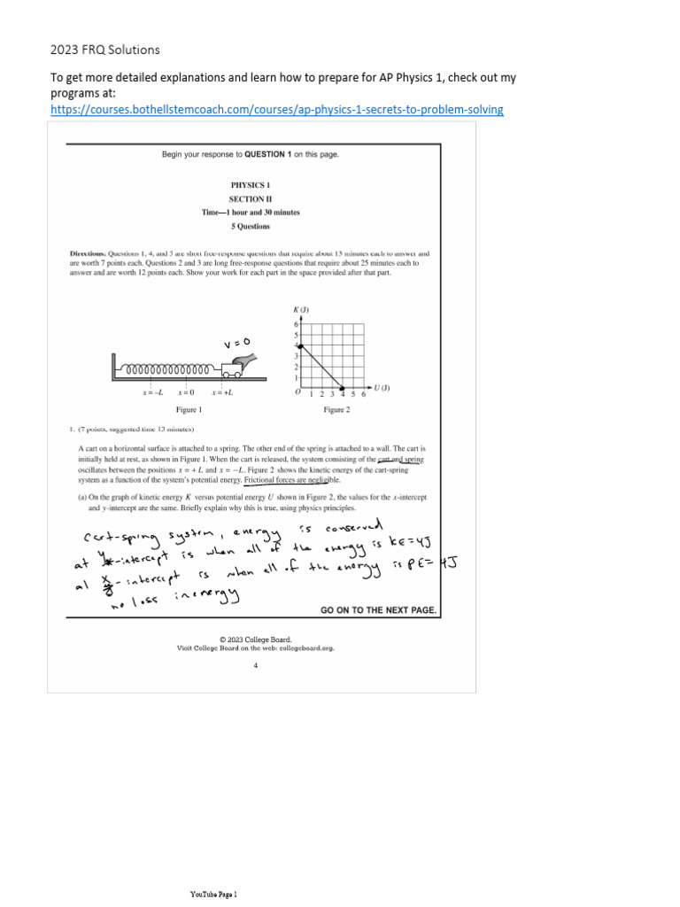 AP Physics 1 2023 Solutions | PDF