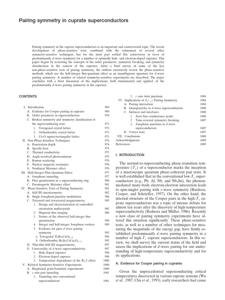 Pairing Symmetry in Cuprate Superconductors | PDF | Superconductivity ...