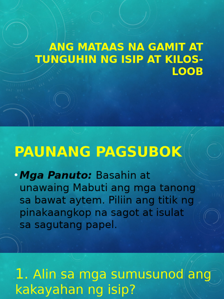 Ang Mataas Na Gamit at Tunguhin NG Isip | PDF