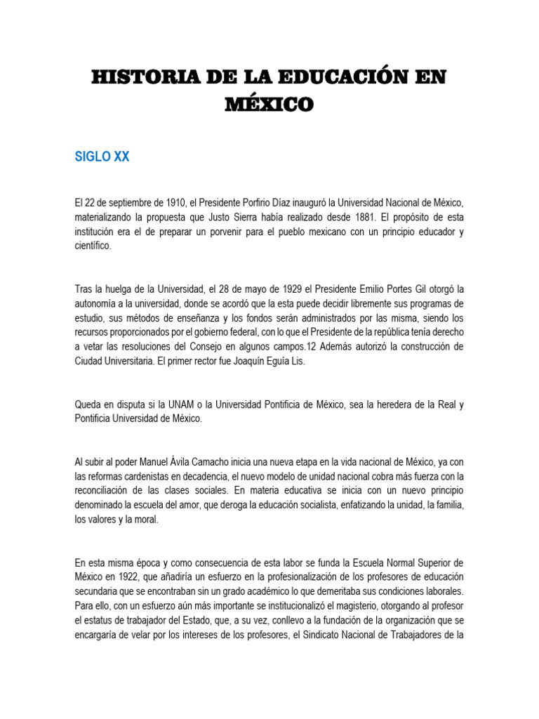 Historia de la Educación en México | PDF | Universidad | México