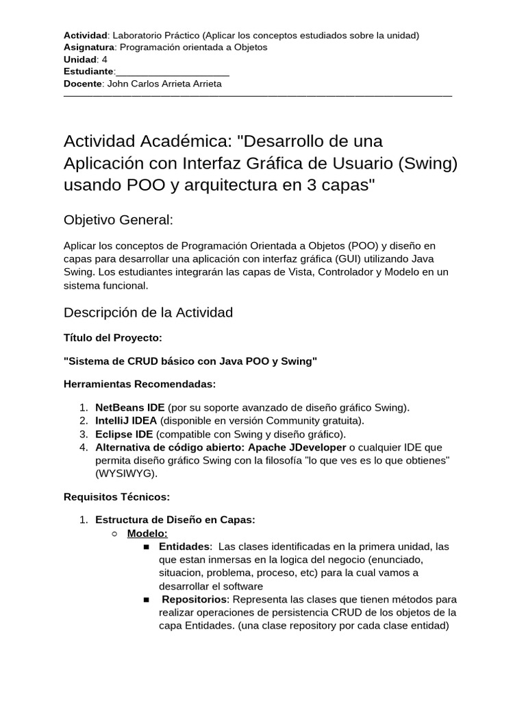 CRUD en Java POO con Swing | PDF | Entorno de desarrollo integrado ...