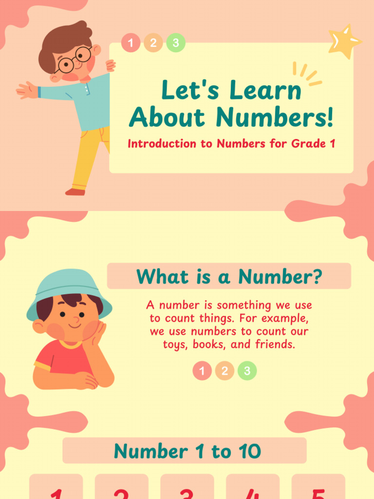 Learn Numbers Presentation Pink Cute and Cartoon Style | PDF