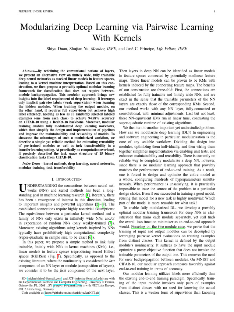 Modularizing Deep Learning Via Pairwise Learning With Kernels | PDF ...