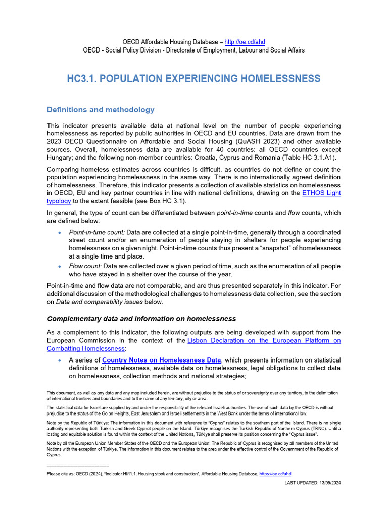 OECD Homelessness Data Overview | PDF | Homelessness