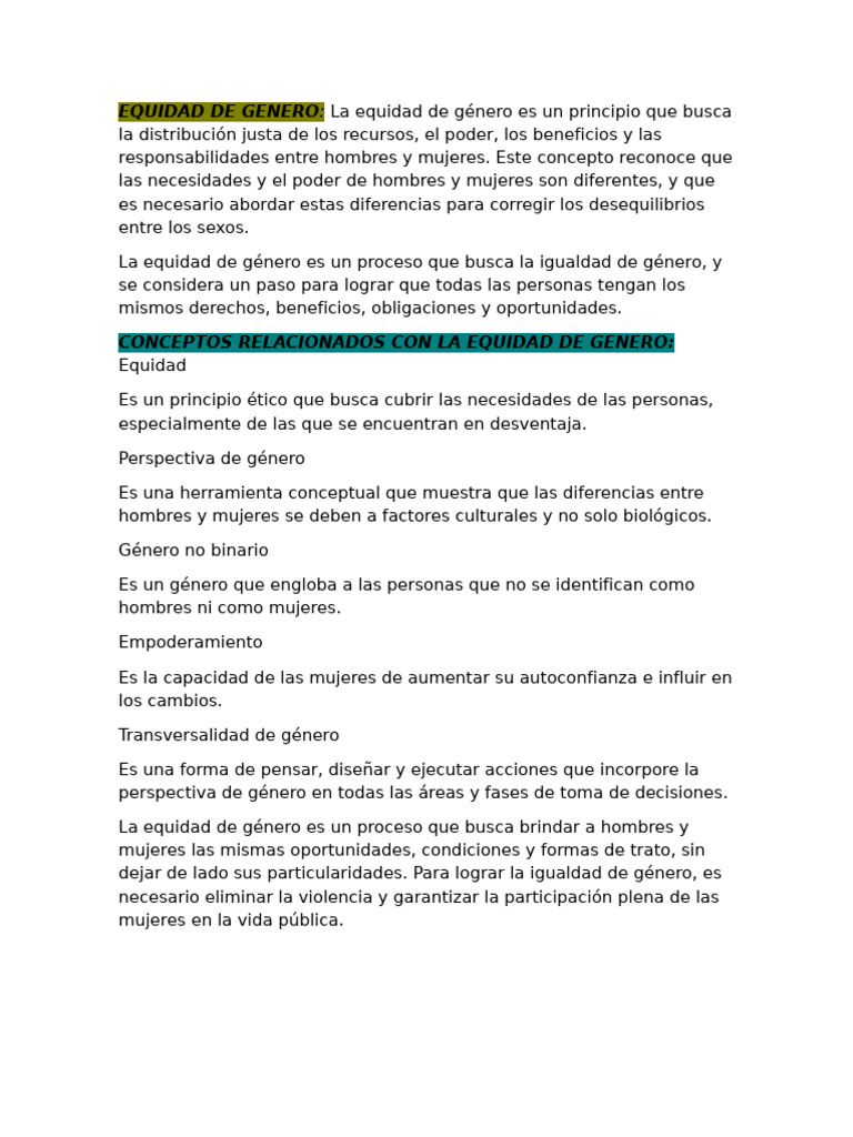 Equidad de Genero | PDF | Igualdad de género | Estudios de género