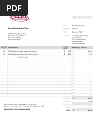 Catering Invoice