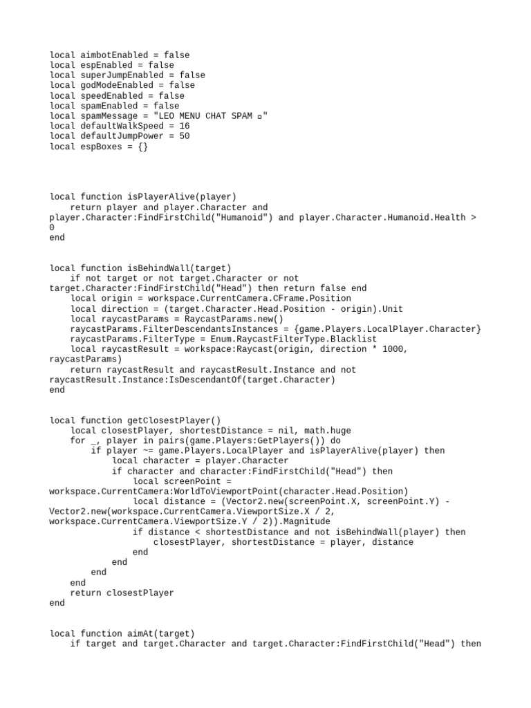 Roblox Aimbot and ESP Menu Script | PDF | Spamming | Email