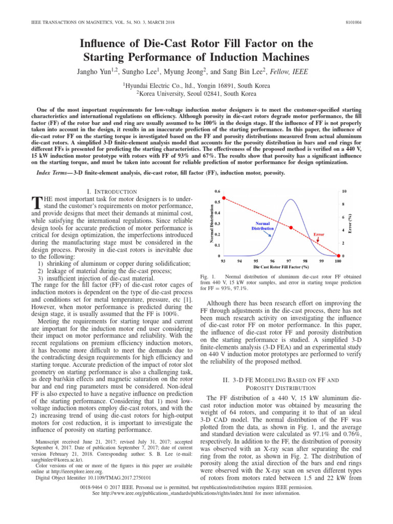 Influence of Die-Cast Rotor Fill Factor On The Starting Performance of ...
