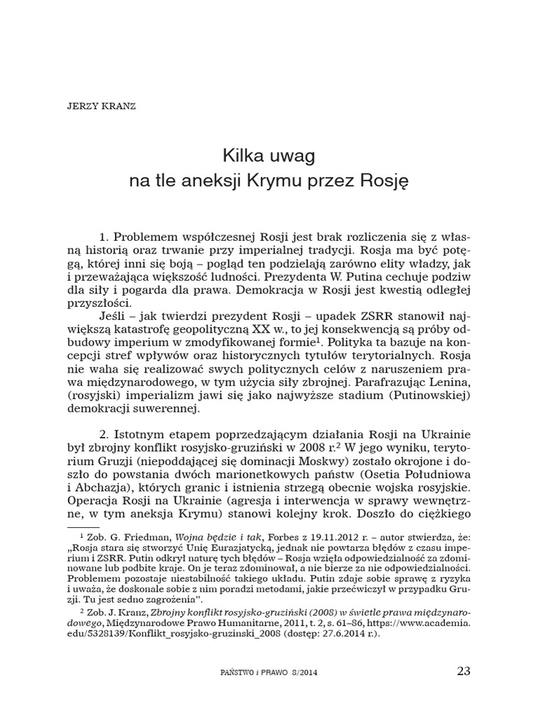 Kilka Uwag Na Tle Aneksji Krymu Przez | PDF