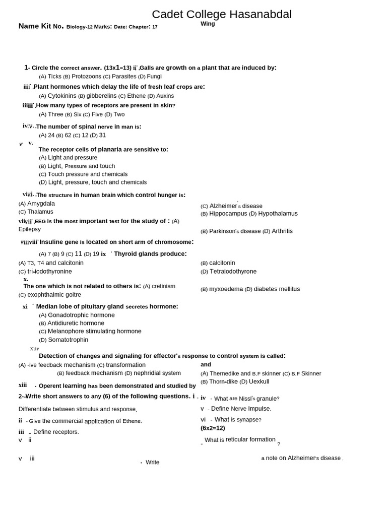 Coordination and Control | PDF | Endocrine System | Hormone