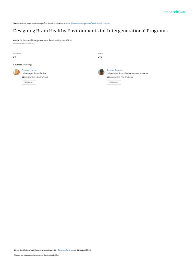 Intergenerational - Designing Brain Healthy Environments For ...