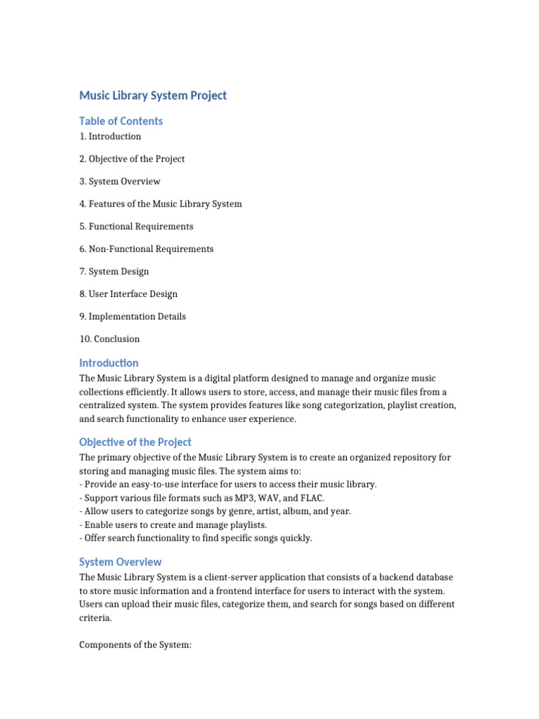 Music Library System Project | PDF | Usability | Databases