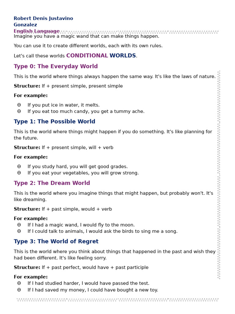 Understanding Conditional Worlds in English | PDF