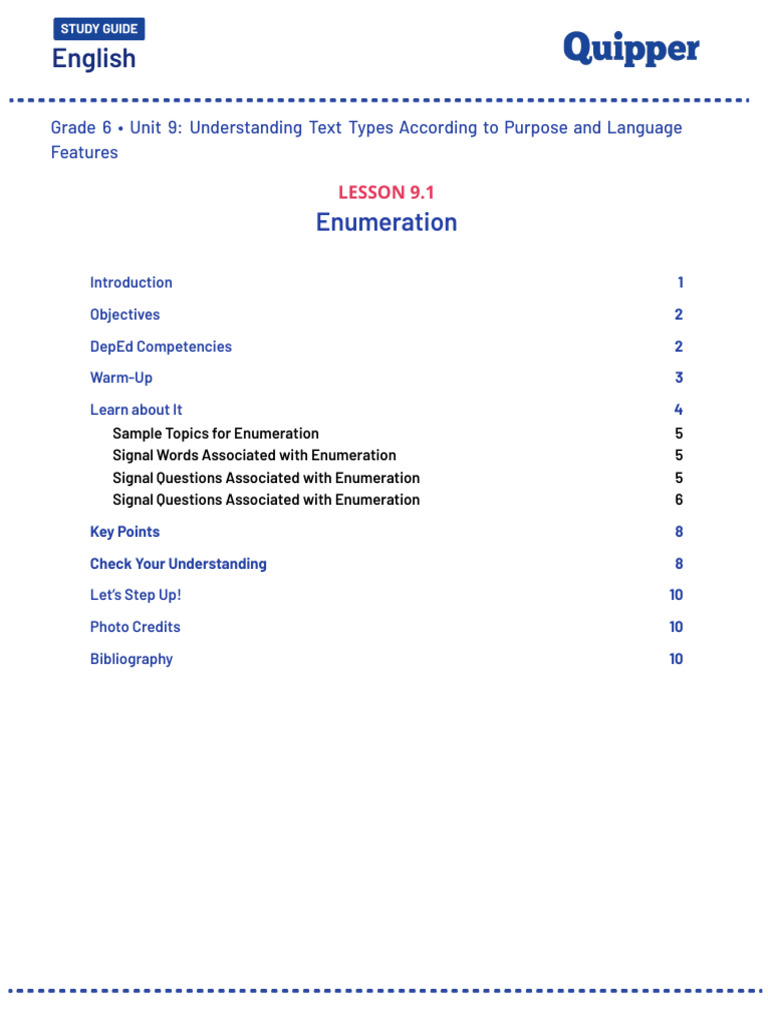 Enumeration Signal Words Explained | PDF | English Language | Phrase
