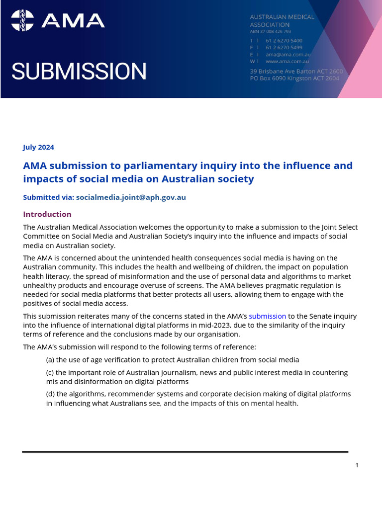 AMA-submission-to-parliamentary-inquiry - Into-The-Influence-And ...