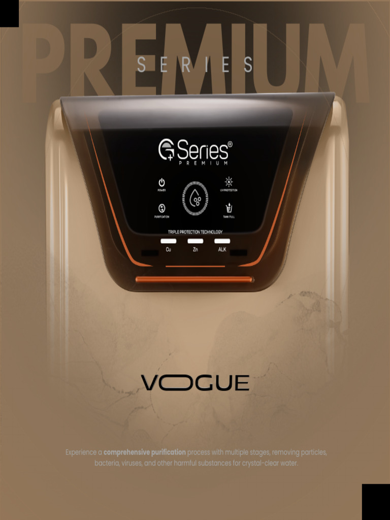 G+Series Premium Water Purifier Overview | PDF | Water Purification | Water