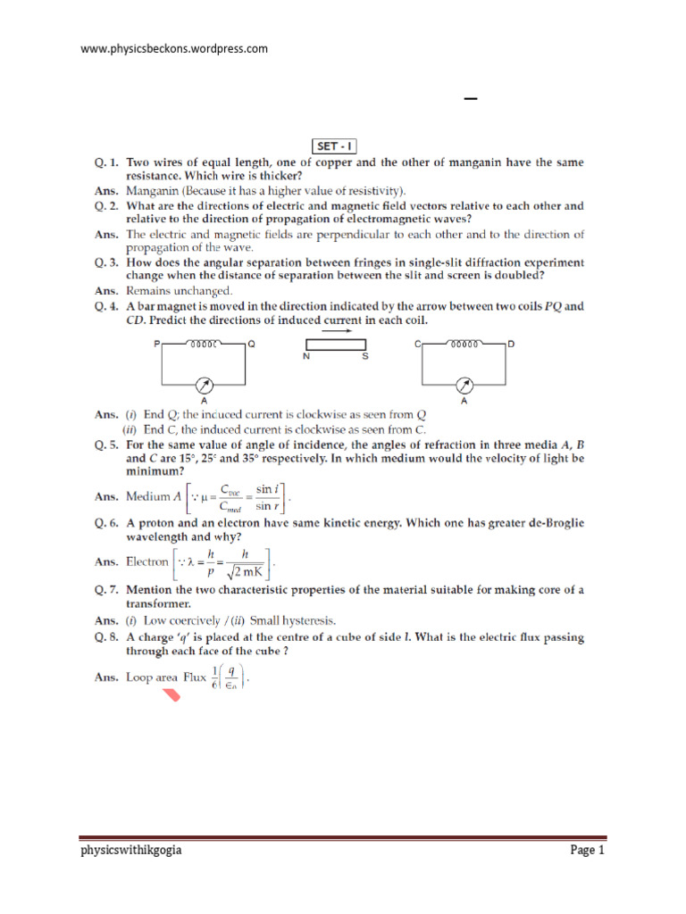 CBSE XII Physics Paper 2012 | PDF