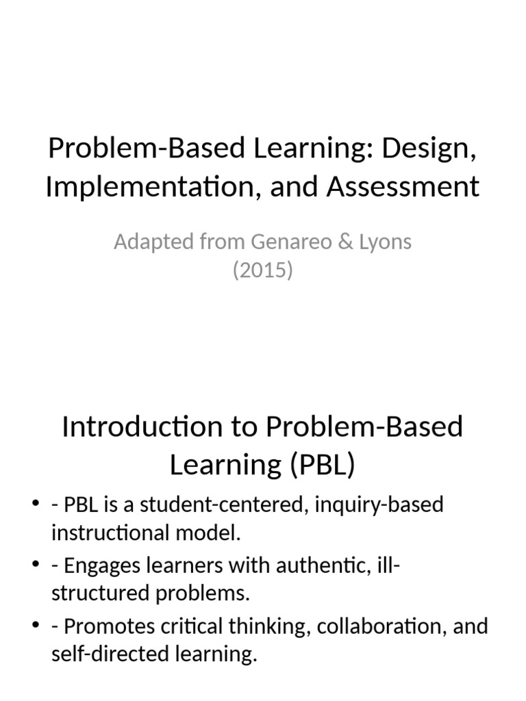 Problem Based Learning PPT | PDF | Educational Assessment | Cognition